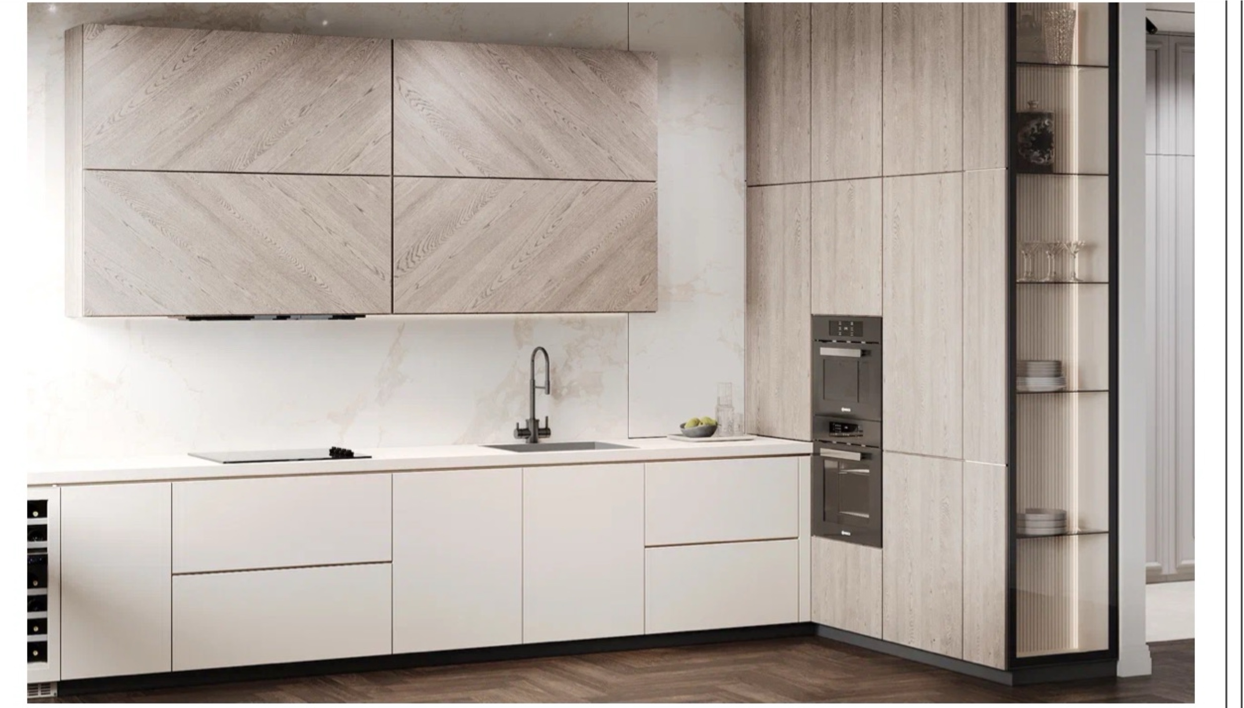 Кухонный фронт как спокойный композиционный центр.